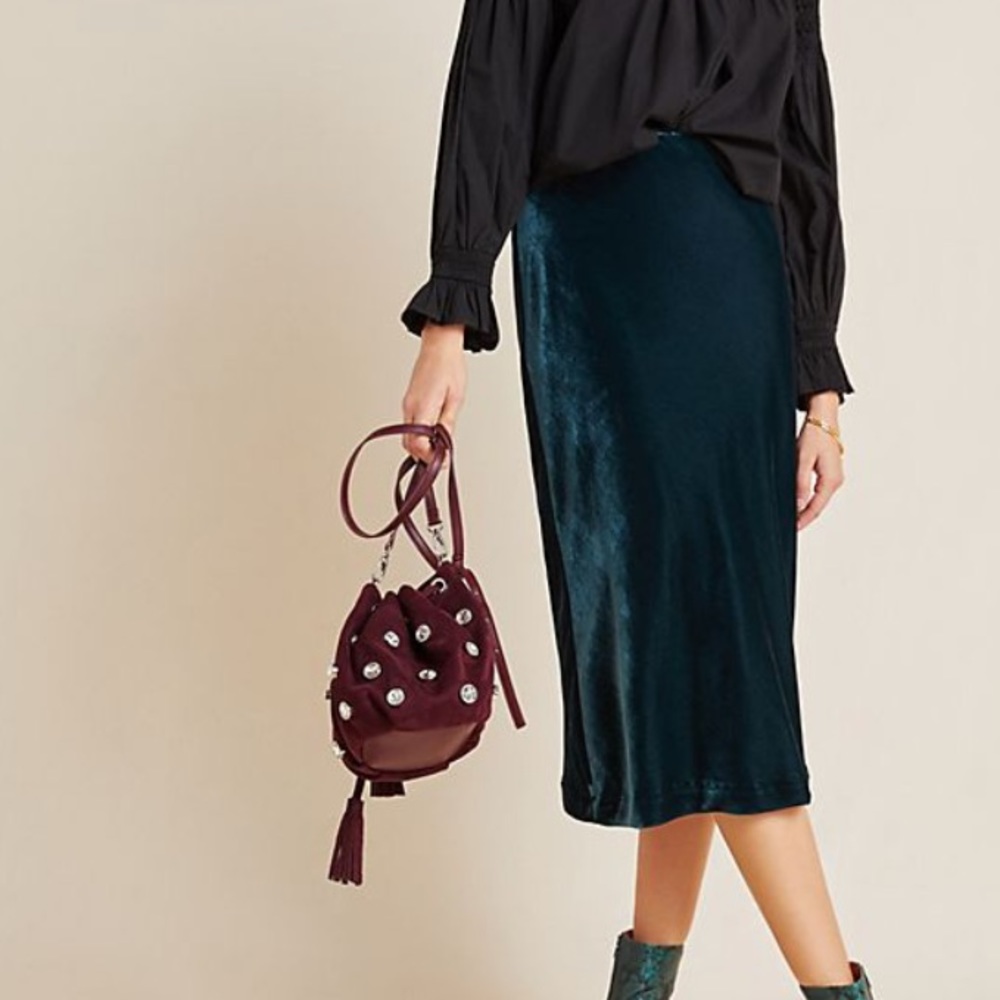 Anthropologie Kelly Velvet Midi Skirt